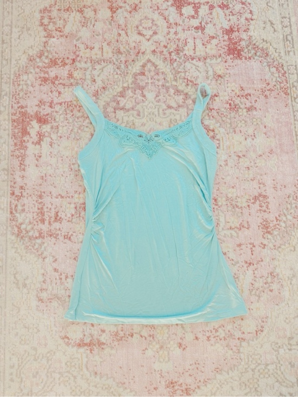 White House Black Market, Women’s Blue Lace-Trim Camisole